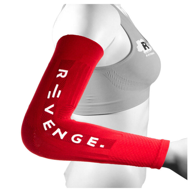 Arm Mangas para os braços adultos de compressão e proteção ciclismo vermelha