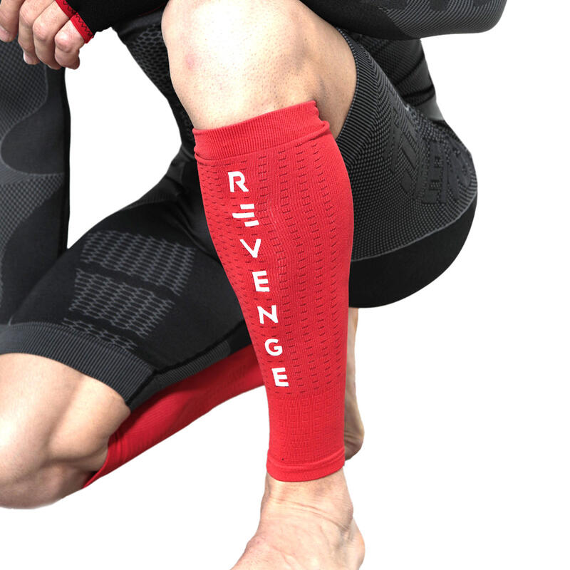 Calf manga perna adultos proteção e compressão Running vermelho