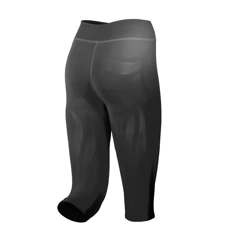 Leggings técnicos Capri mujer Running Fitness Yoga Kinesiotaping interior negro