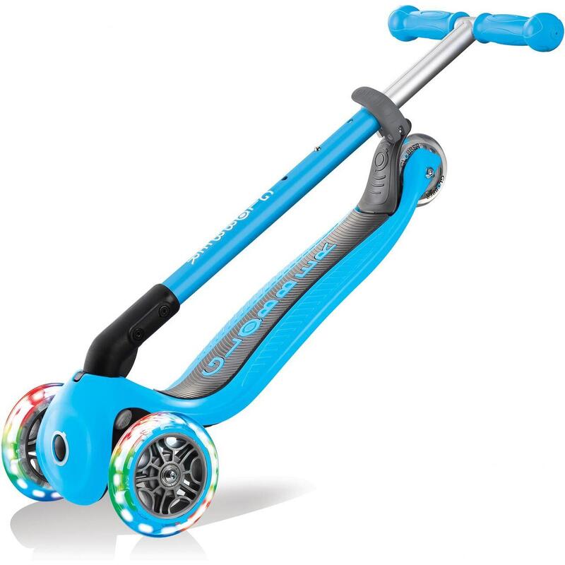 Trottinette PRIMO FOLDABLE LIGHTS 3 roues lumineuses, pliable - Bleu ciel