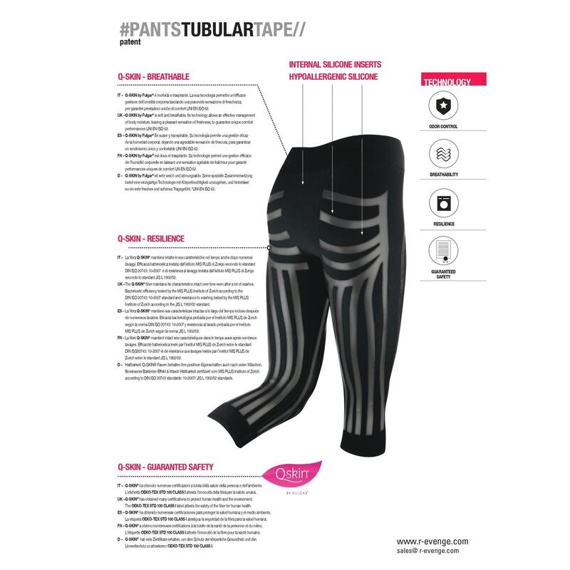 Capri Damen Technical Leggings Running Protection Taping Schwarz