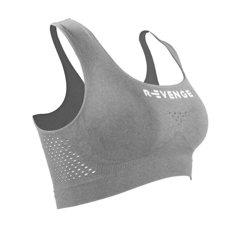 Sujetador deportivo Mujer Running Fitness Yoga kinesiotaping interior gris