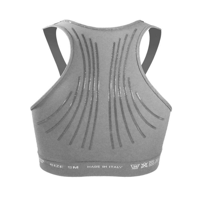 Sujetador deportivo Mujer Running Fitness Yoga kinesiotaping interior gris