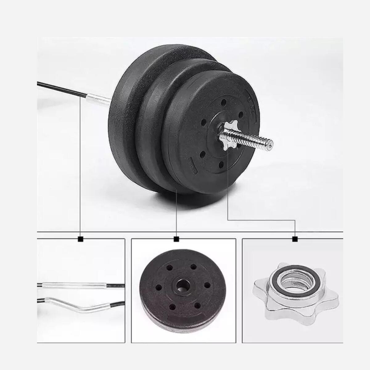 Kit d'haltères olympiques de 180 cm et 2 haltères de 30 kg par Fitness Tech 3/4