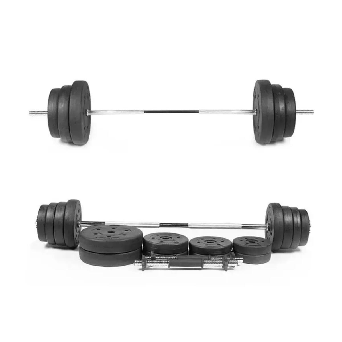 Kit d'haltères olympiques de 180 cm et 2 haltères de 30 kg par Fitness Tech 2/4