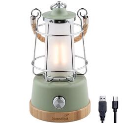 Lampe lanterne de camping LED Kiruna - Rechargeable - USB - Bambou - Style  rétro SKANDIKA