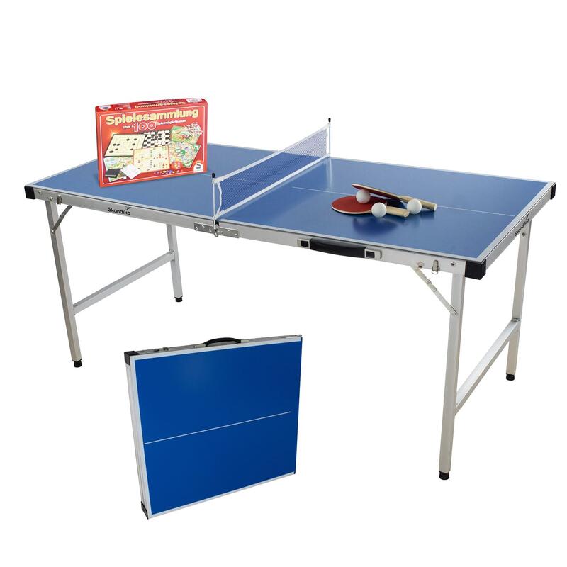 Mesa de ténis para crianças - com 2 raquetes e uma coleção de jogos