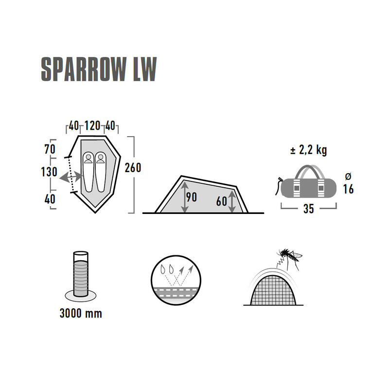 Cort de Camping High Peak Lightweight Sparrow,cort de trekking pentru 2 persoane