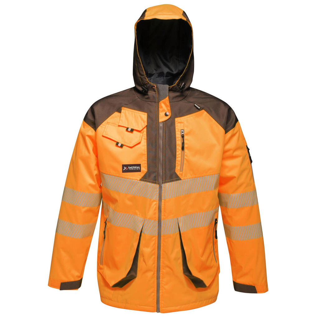 Mens HiVis Reflective Waterproof Jacket (Orange/Grey)