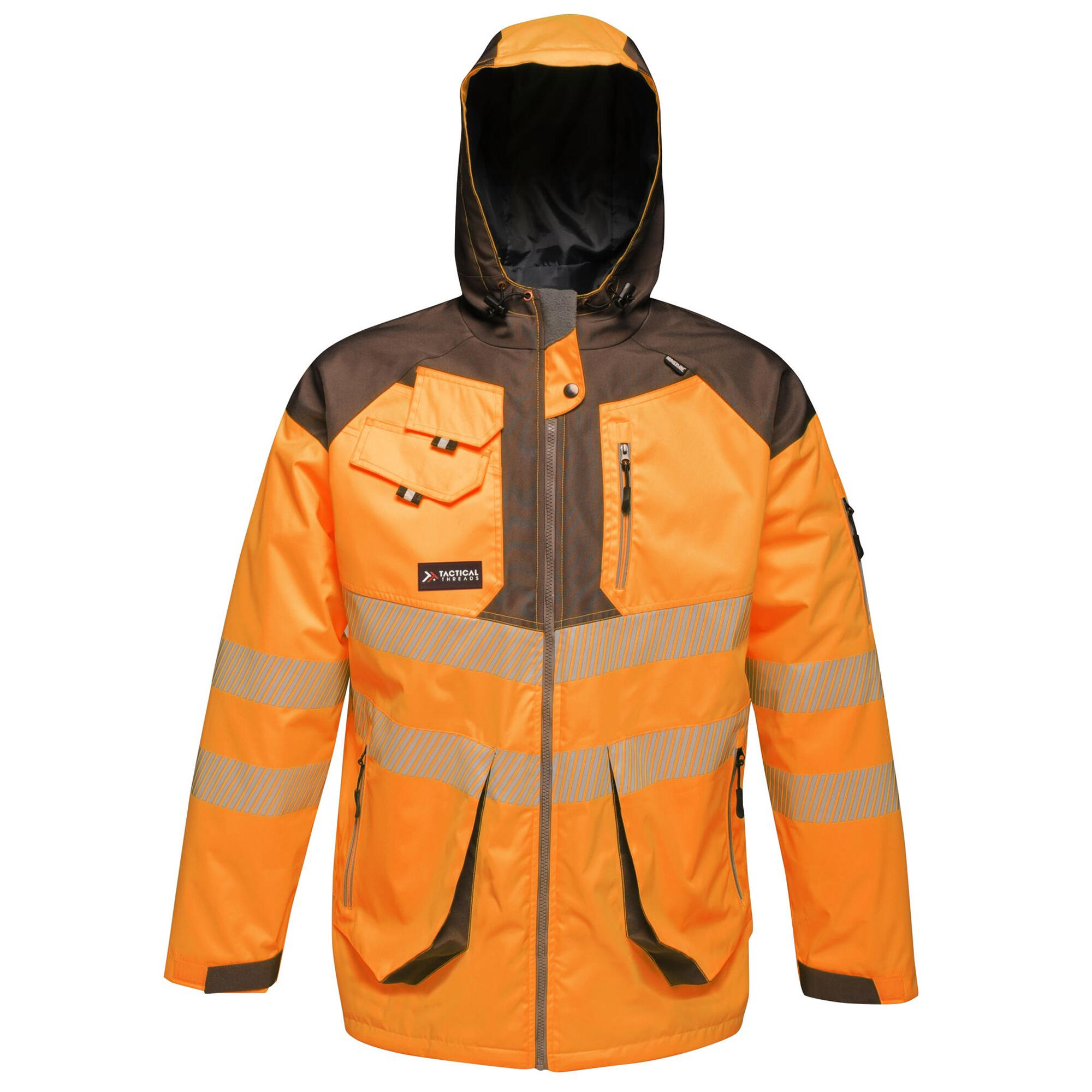 REGATTA Mens HiVis Waterproof Reflective Parka Jacket (Orange/Grey)