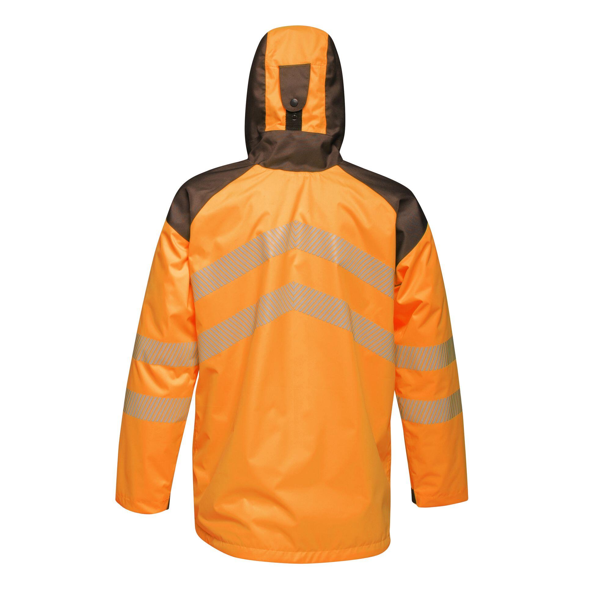 Mens HiVis Waterproof Reflective Parka Jacket (Orange/Grey) 2/4