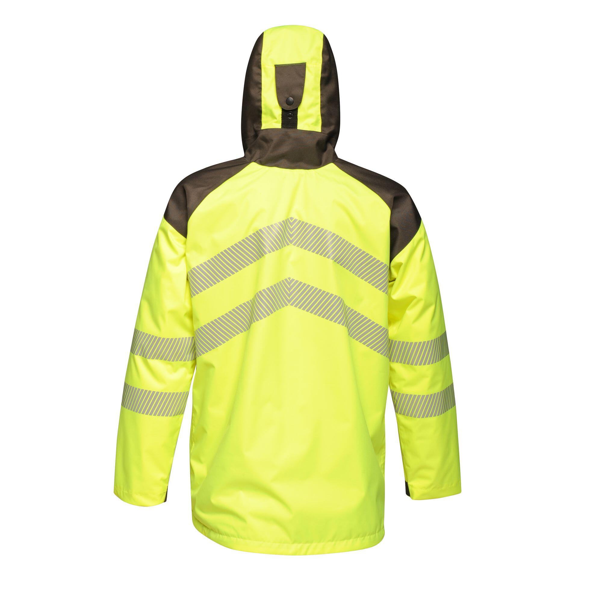 REGATTA Mens HiVis Waterproof Reflective Parka Jacket (Yellow/Grey)