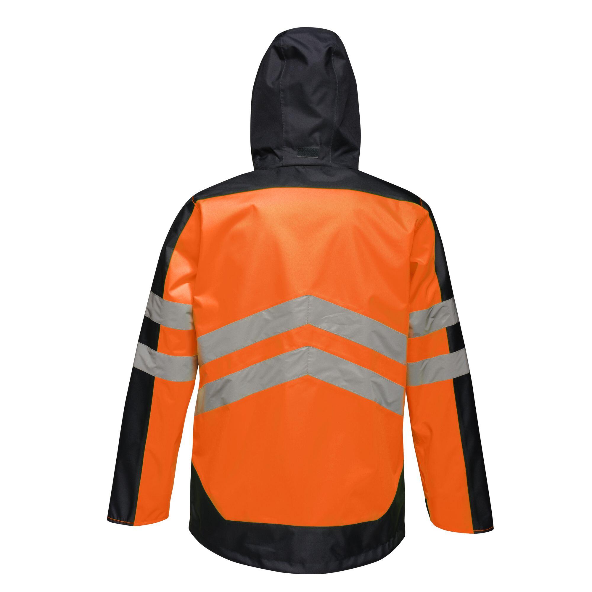 Mens HiVis Waterproof Insulated Reflective Jacket (Orange/Navy) 2/4