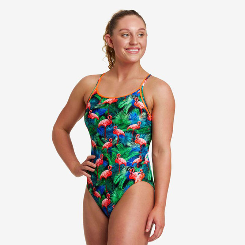 JUNGLE BUNGLE - LADIES DIAMOND BACK SWIMSUIT ONE PIECE - GREEN