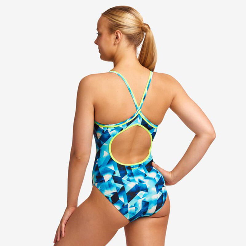 HIDDEN DEPTHS - LADIES DIAMOND BACK SWIMSUIT ONE PIECE - BLUE