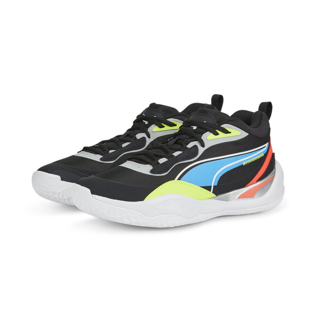 PUMA Unisex Playmaker Pro Basketball Shoes - Jet Black-Lime Squeeze