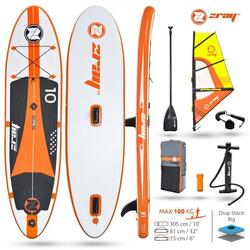 Opblaasbaar sup / windsurf board - W1 - incl. gratis accessoires - 305x76x15