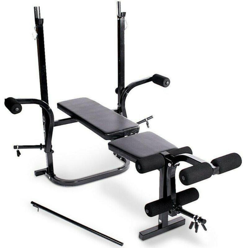Banco de Musculación Multifuncional con Rack para pesas. Ajustable Inclinable