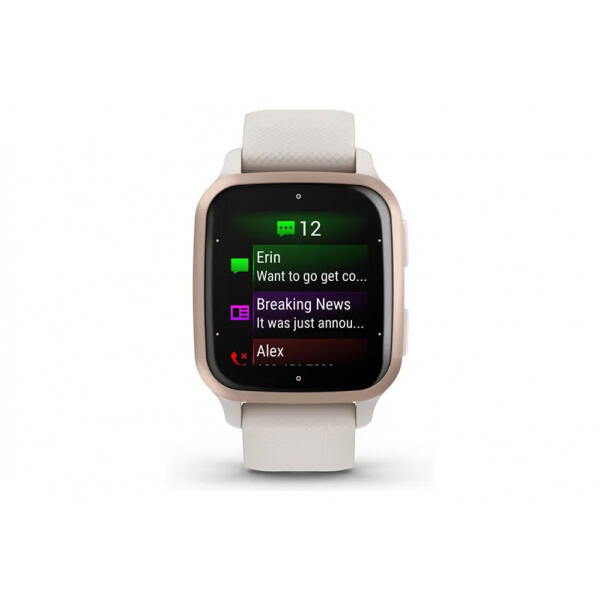 Montre GPS bracelet silicone ivoire Garmin Venu Sq 2 Music Edition