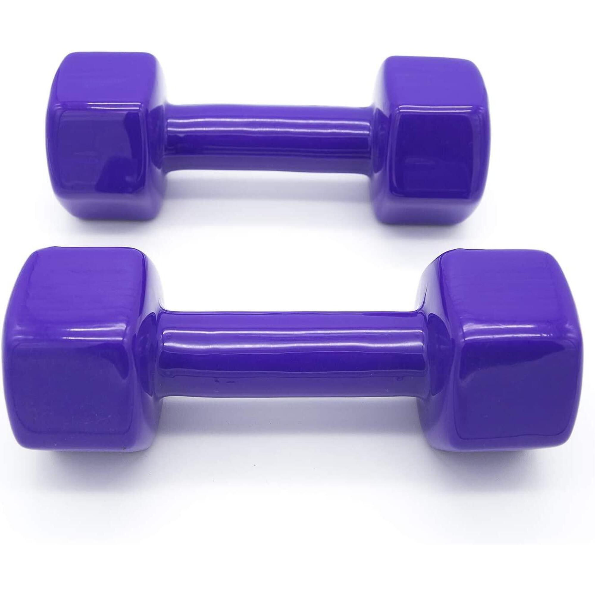 2 Unidades 8 kg Mancuernas Pesas Hexagonales de Vinilo Fitness Gimnasia Morado 3/3