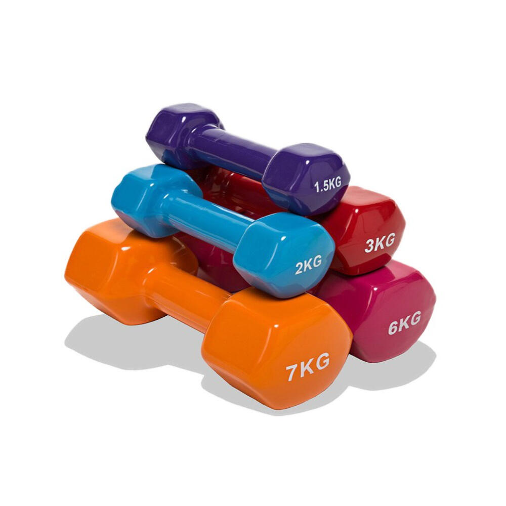 2 Unidades 9 kg Mancuernas Pesas Hexagonales de Vinilo Fitness Gimnasia Azul 2/3