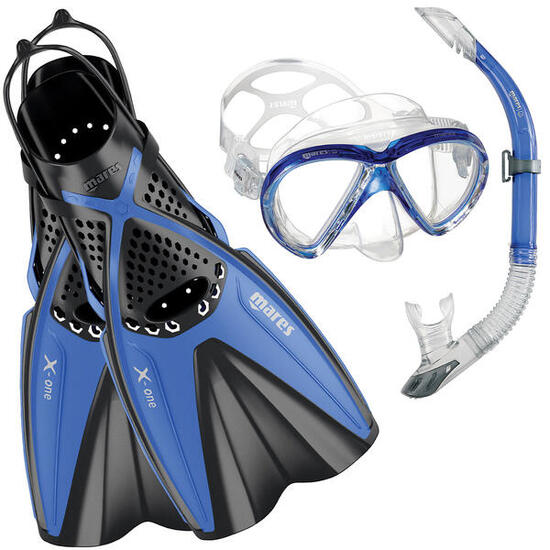 Snorkelset Volwassenen X-One Marea Masker Vinnen Snorkel Channel Thrust Silicone