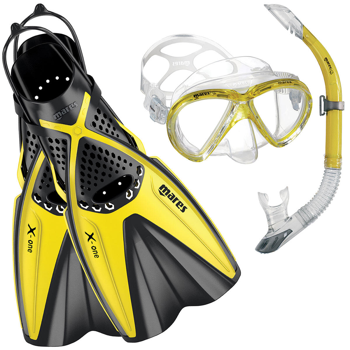 Mares - Mares X-one Marea Ensemble De Plongée Masque + Tuba + Palmes - Kit De Snorkeling - Jaune|noir - 36/38 - Decathlon