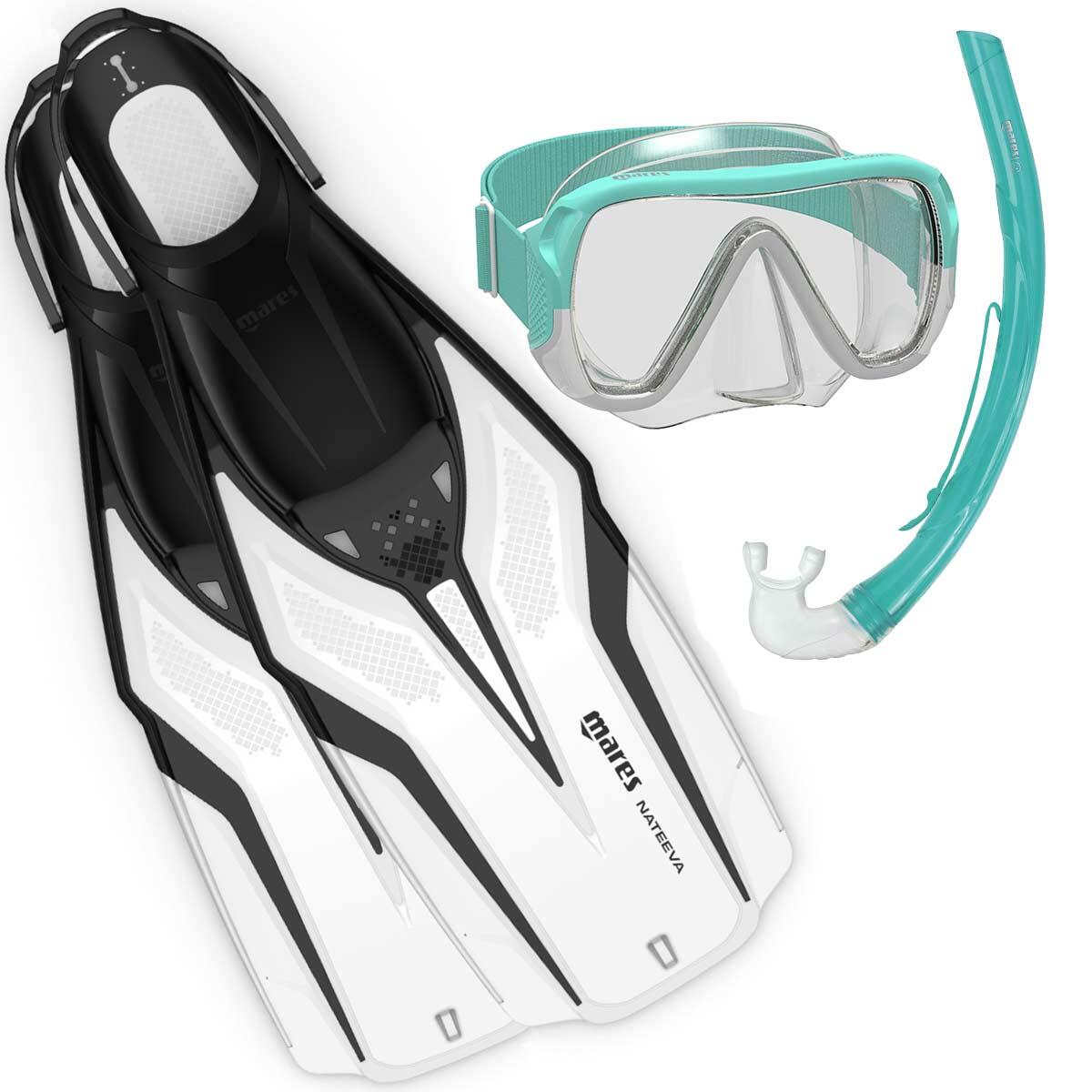 MARES Kit de snorkel  aletas máscara tubo Mares Set Nateeva Keewee Adulto Blanco