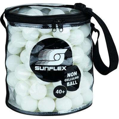 Sunflex Balltasche inkl. 144 Tischtennisbälle 40+ weiß