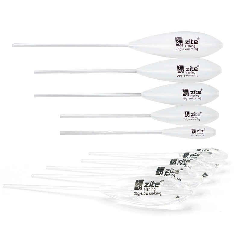 Sbirolino Forellenposen-Set: 10 Gewichte Halbsinkend & Schwimmend