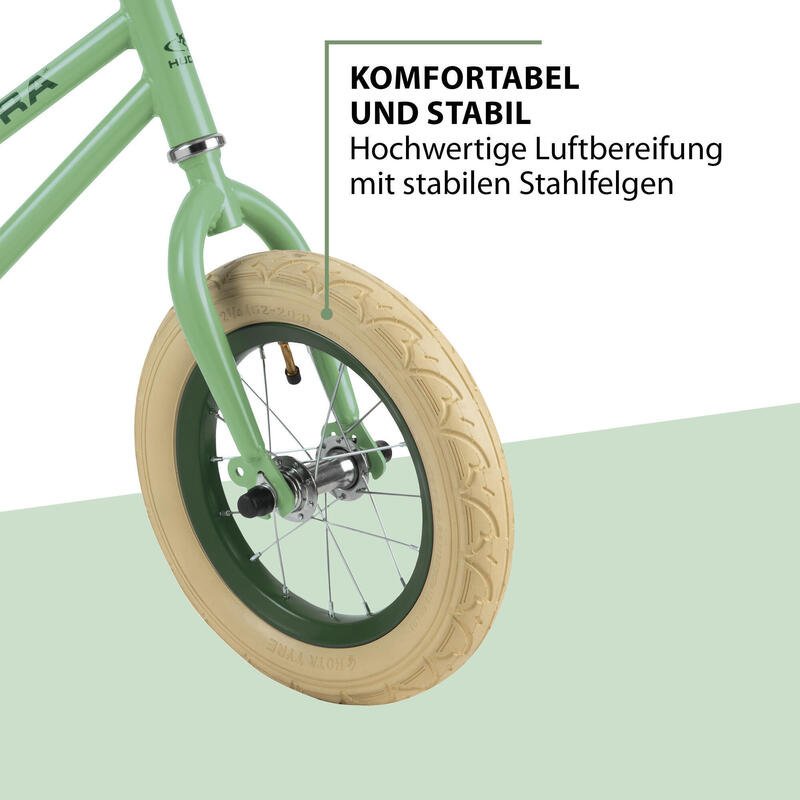 HUDORA Loopfiets Retro jongen en meisje groen