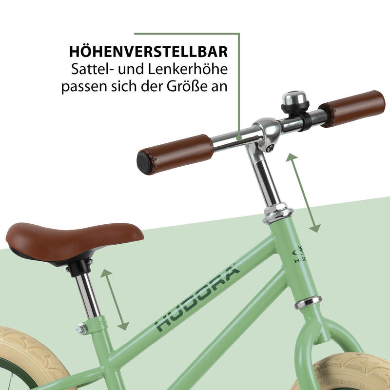 HUDORA Loopfiets Retro jongen en meisje groen