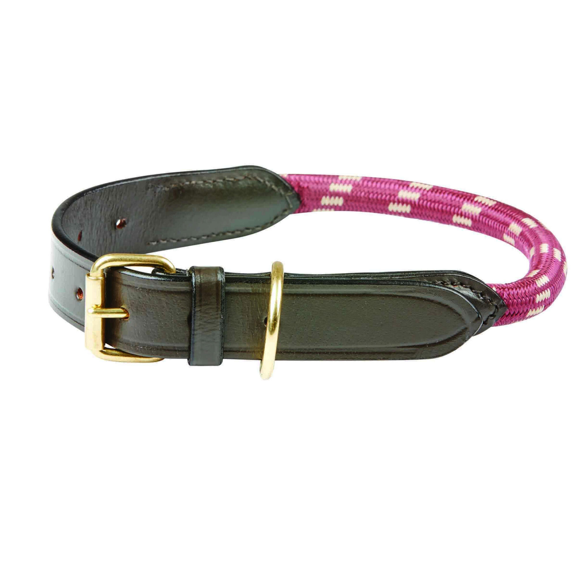 Rope Leather Dog Collar (Burgundy/Brown) 1/3