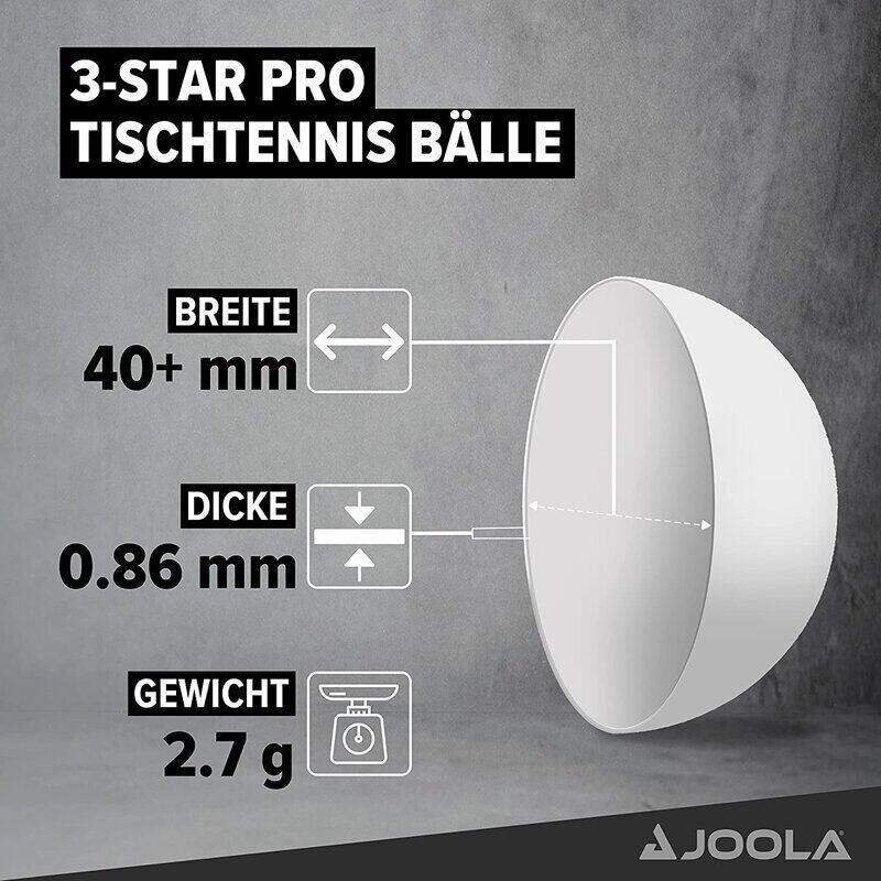 JOOLA Tischtennisbälle 3-Star Pro Ball white 12 CT 3/6