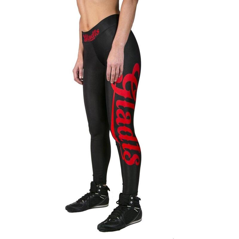 Gladts-Legging met Top-Zwart/Rood