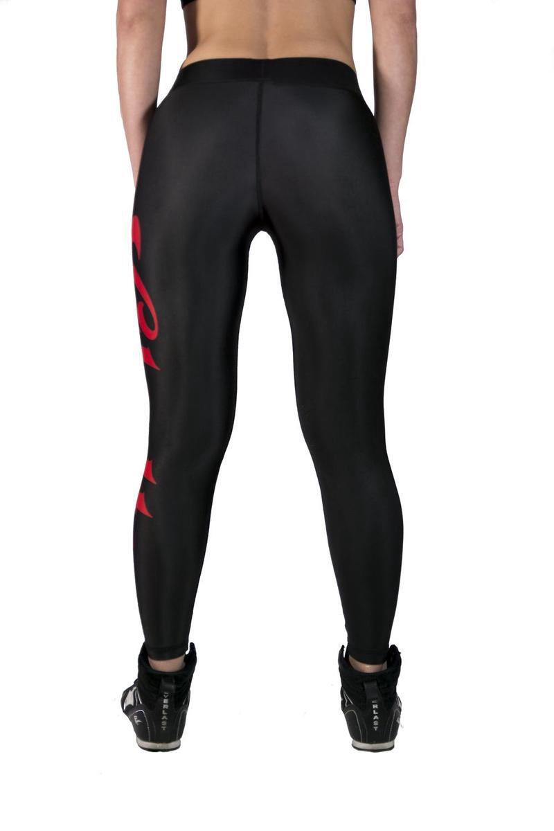 Gladts-Legging met Top-Zwart/Rood 2/5