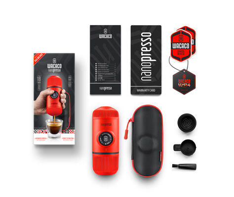 Nanopresso GR Lava Rot tragbare Espressomaschine mit Hard Case 2/8