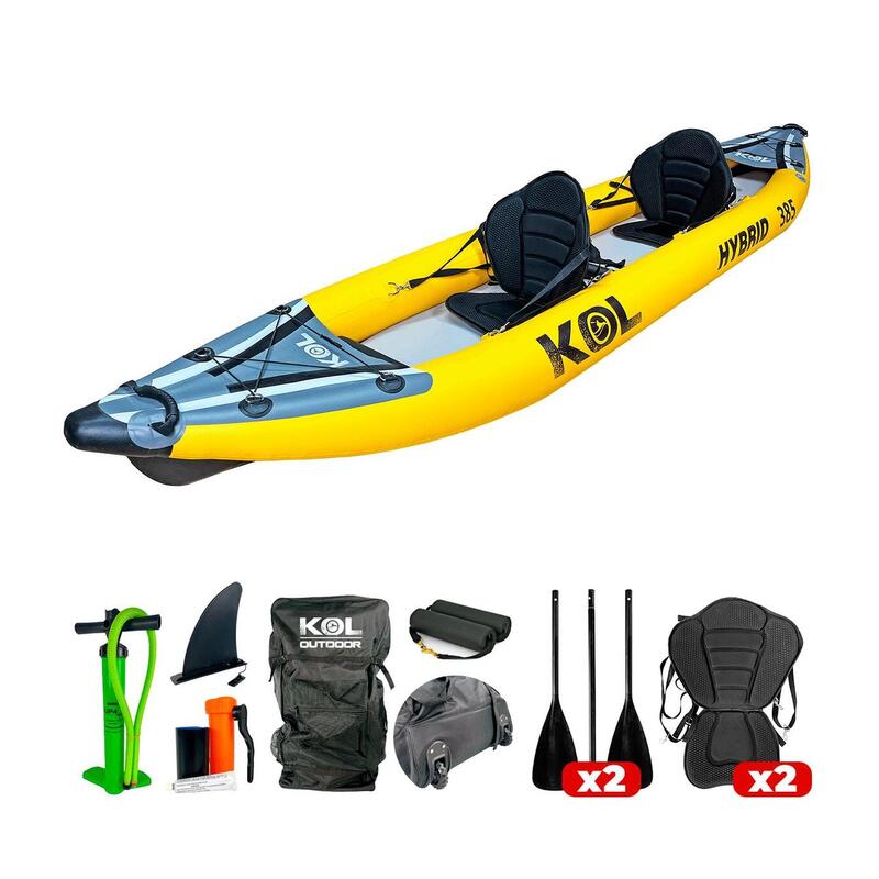 Kayak Doble Hinchable Hybrid 385 Yellow con suelo Drop-Stitch