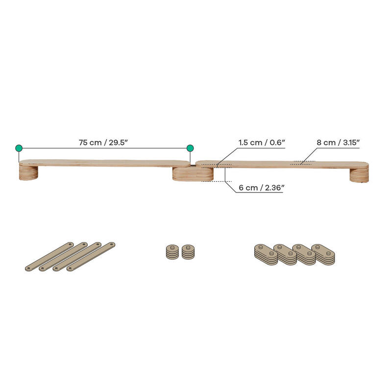 Kit de barra de equilibrio psicomotriz, juego de 4 barras