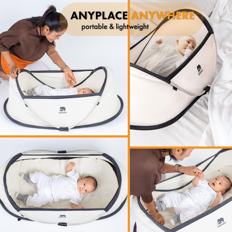 BabyBox Bébé Pop-Up - Lit de camping - Moustiquaire bébé - Crème