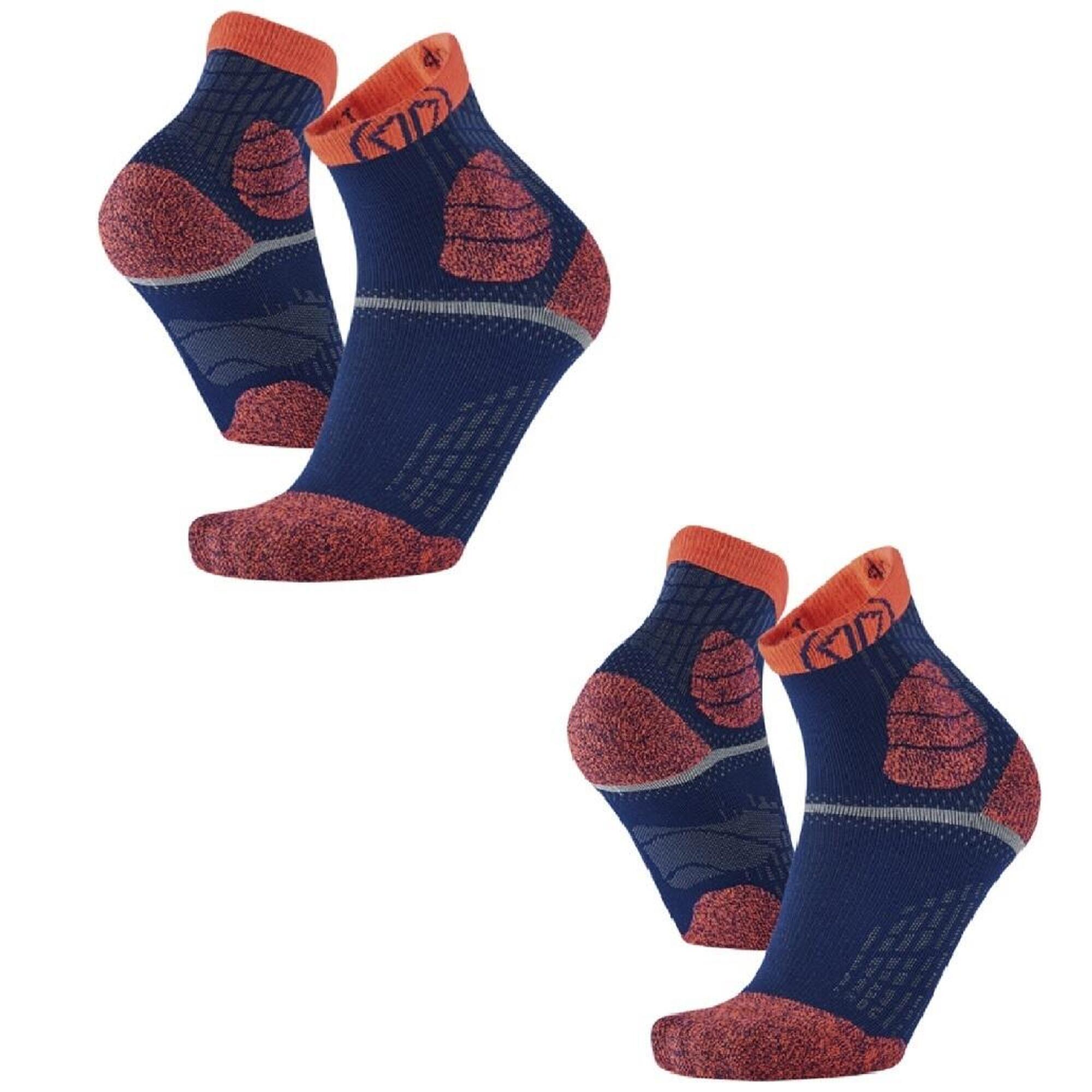 Sidas - Chaussettes De Trail Running Avec Renforts. Lot De 2 Paires - Trail Protect - Chaussettes - Bleu|orange - 43/46 - Decathlon