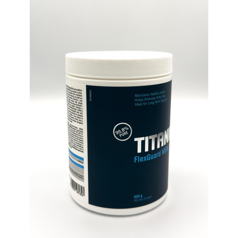 TITANIUM® FlexGuard MSM 300g, melhora a flexibilidade do sistema locomotor.