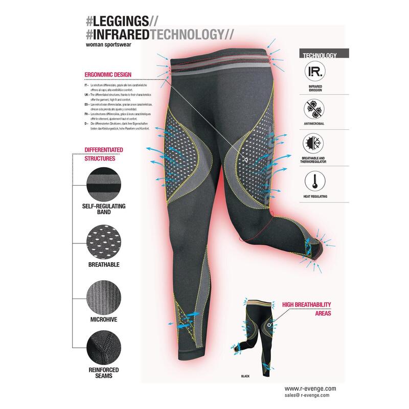 Leggings tecnici intimo donna Running Fitness sci termico traspirante nero