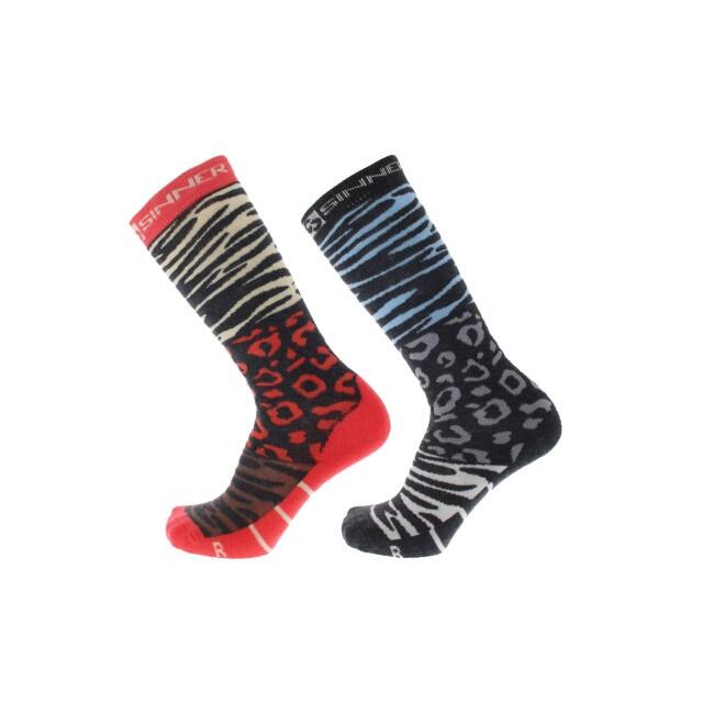 Sí/snowboard zokni SINNER Animal Print, piros/szürke, Női