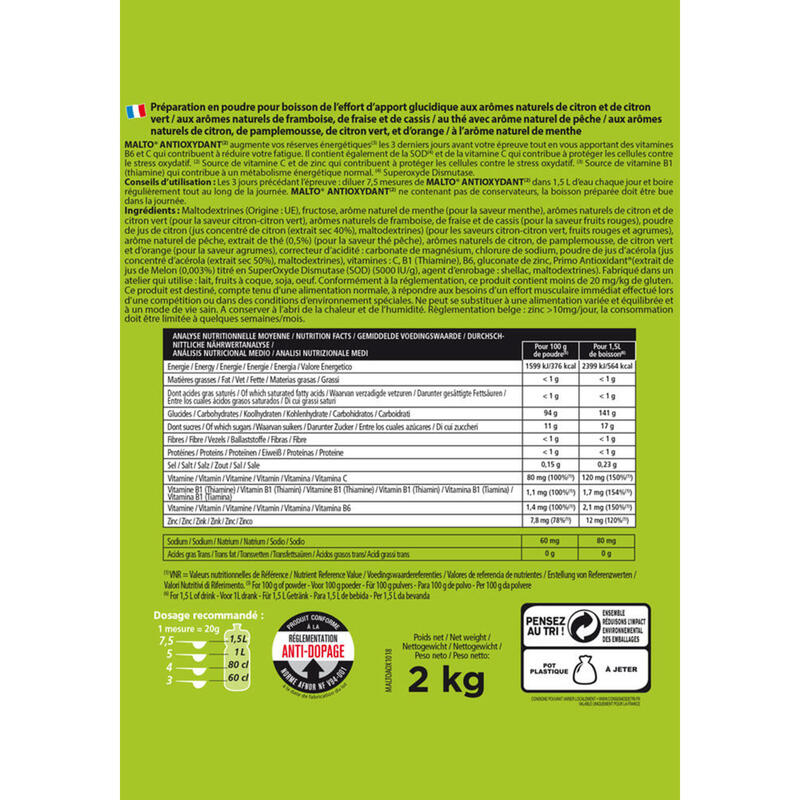 Boisson Recharge énergétique - Malto Antioxydant Neutre - 2kg