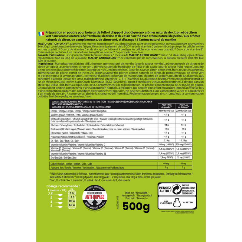 Boisson Recharge énergétique - Malto Antioxydant Fruits rouges - 450g