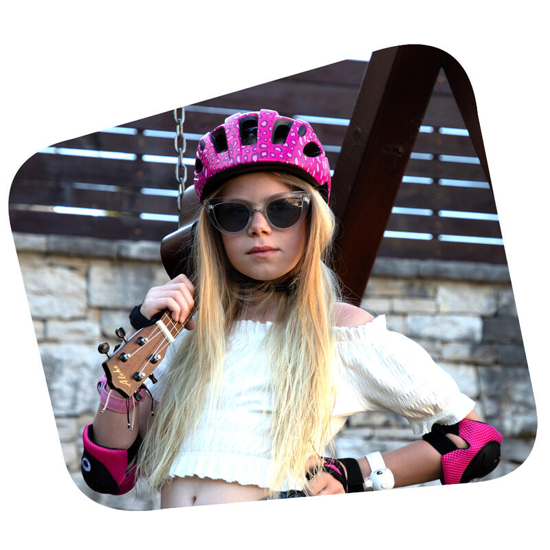 Casco da Bici per Bambini di 6-12 Anni | A Macchie Rosa | Omologato EN1078