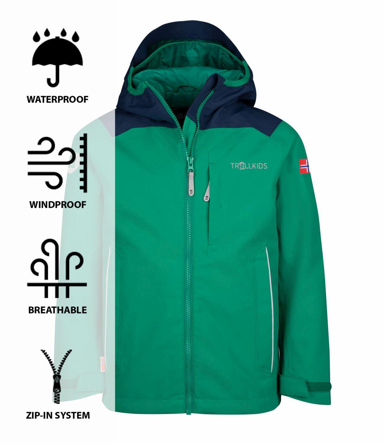 Veste de pluie enfant Bergen vert poivre/bleu marine 3/3