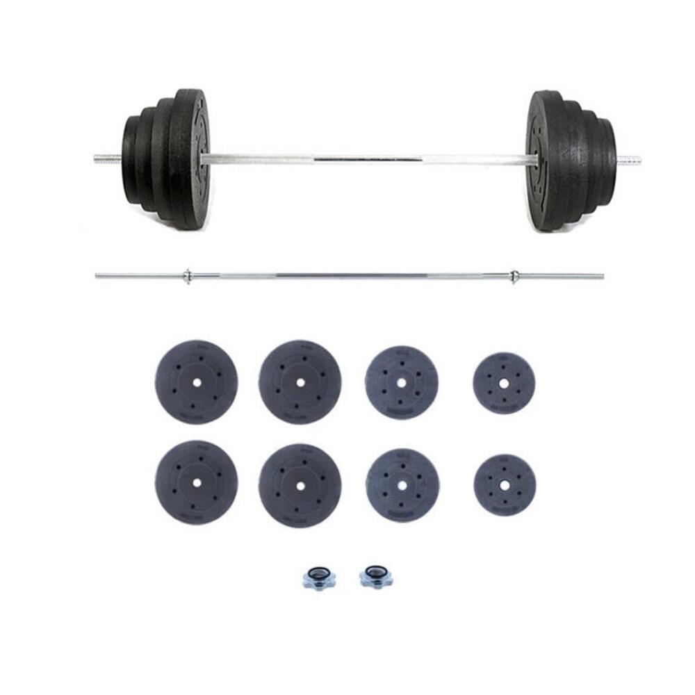 Kit pesas com barra olímpica de 35kg fitness tech
