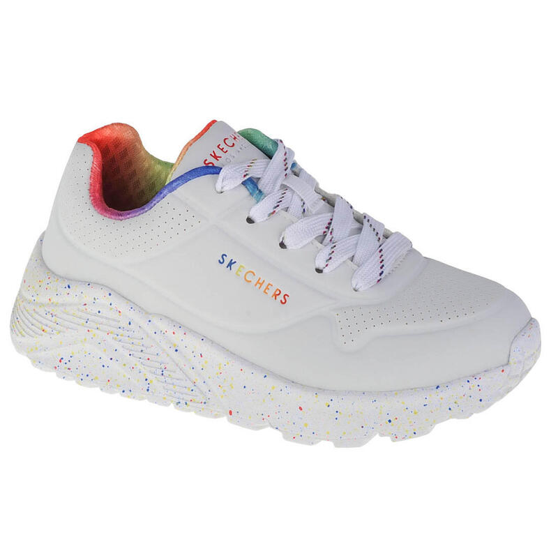 Calçado de caminhada para raparigas, Skechers Uno Lite Rainbow Speckle